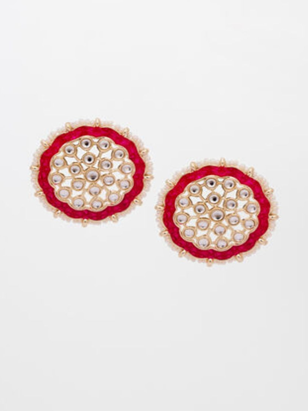 HENA DESIGNS LLP Artificial Stones Studded And Pearls Beaded Floral Shaped Studs