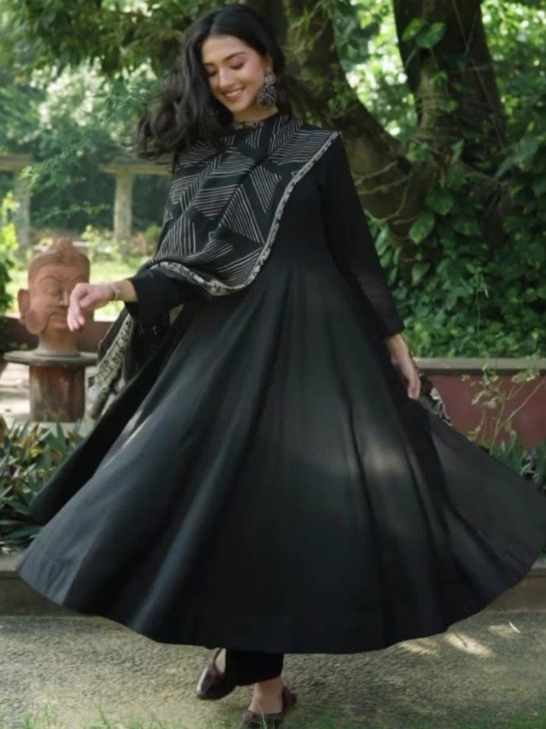 VS MALL Round neck Anarkali Kurta with Trousers & With Dupatta