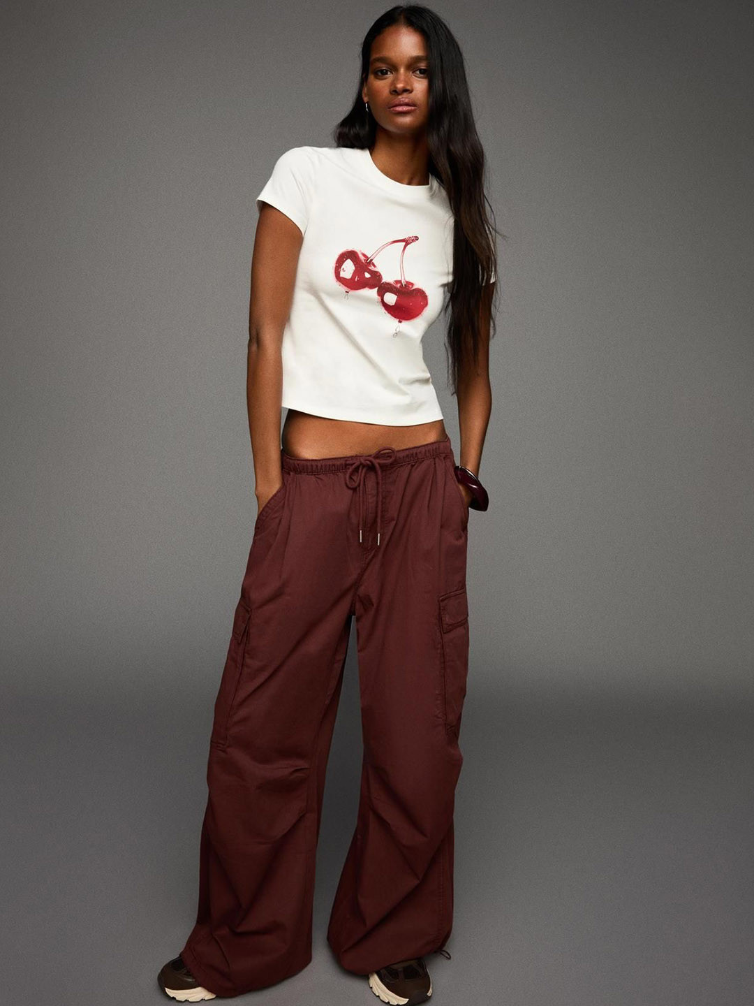 Bershka Women Parachute Cargo Trousers