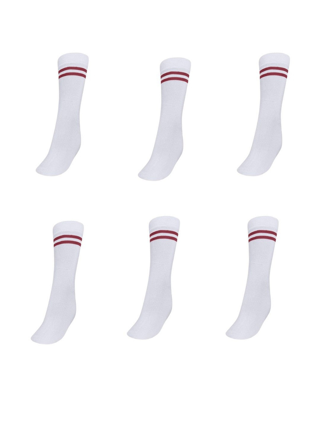 MUKHAKSH Boys Pack Of 6 White Calf Length Socks