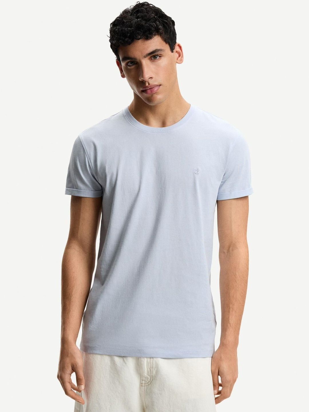 Bershka Embroidered Short Sleeve Roll-up T-shirt