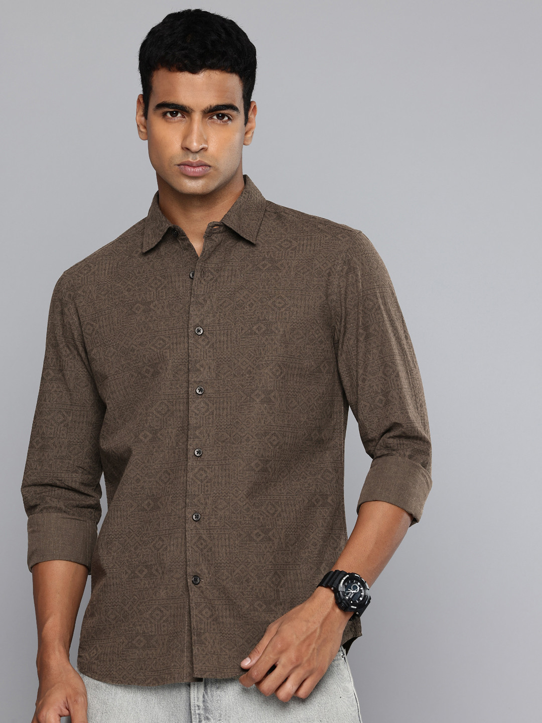 Flying Machine Slim Fit Tribal Printed Pure Cotton Casual Shirt