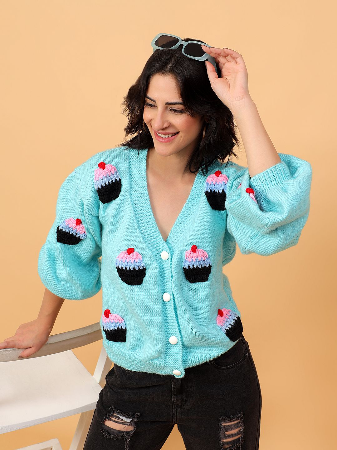 Velvery Cupcake Oversized Acrylic Cardigan