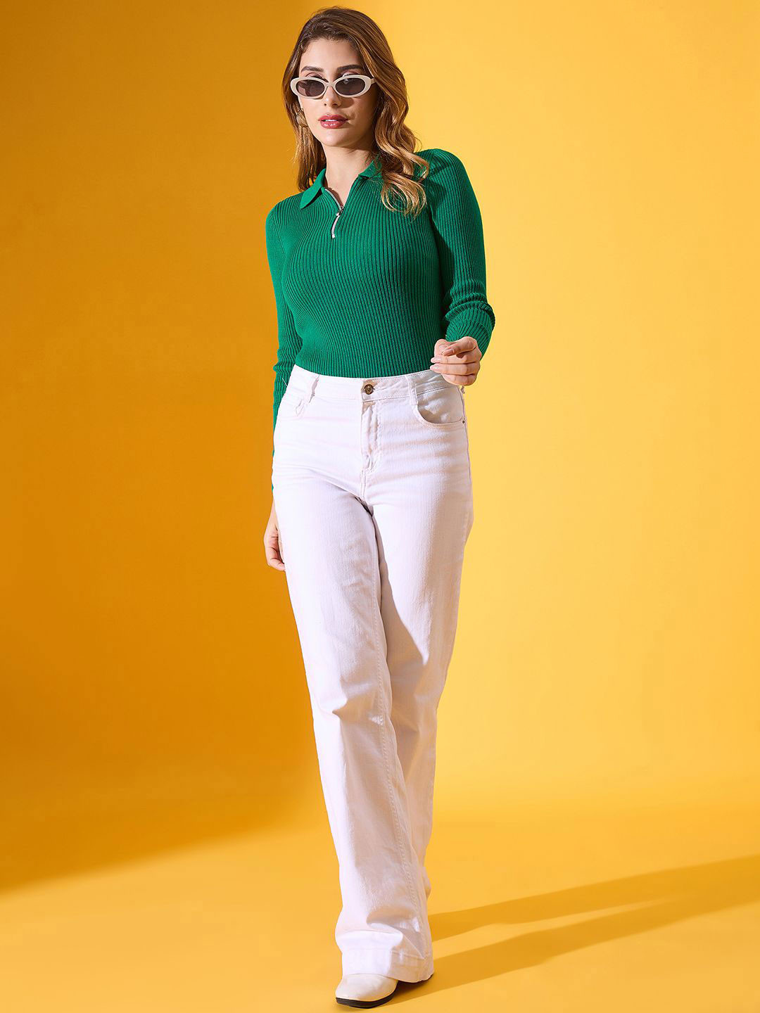 98 Degree North Women Solid Ribbed Shirt Style Pullover