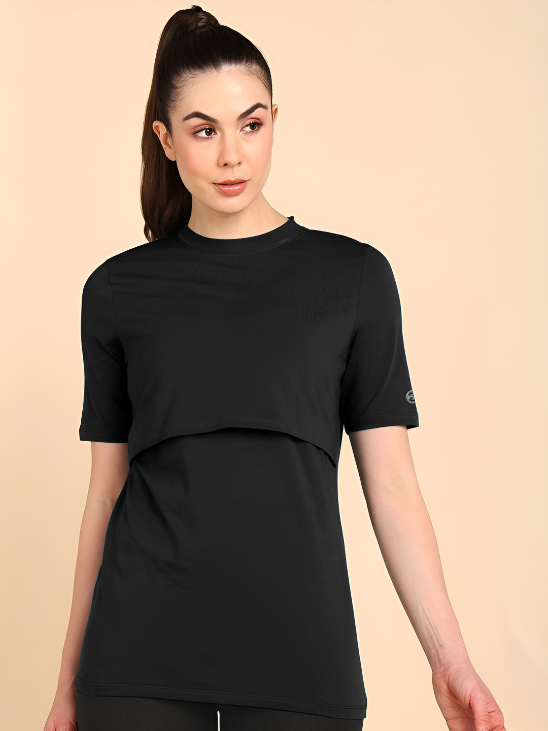 House Of Zelena Women Solid Round Neck Cotton T-shirt