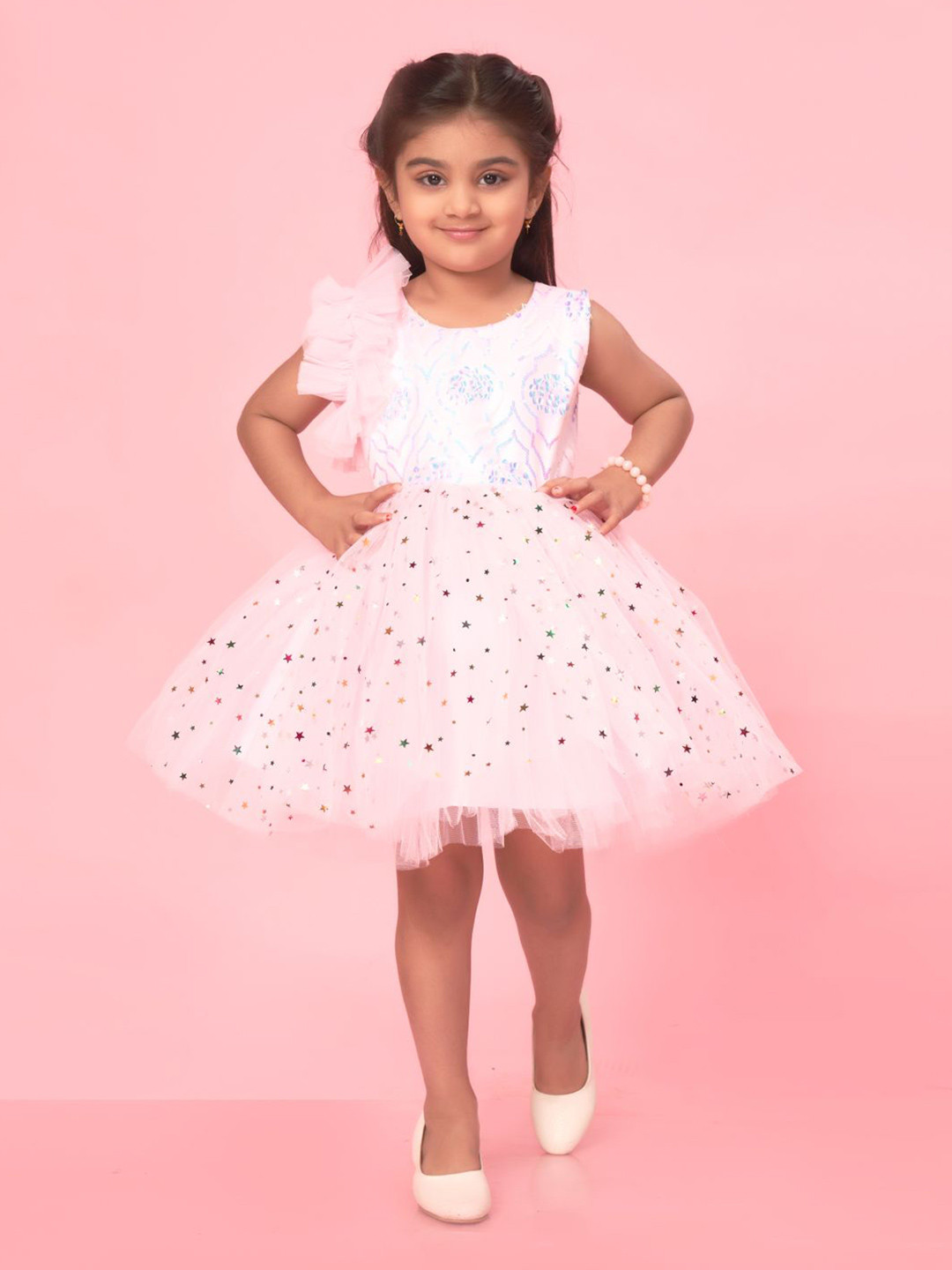 BAESD Girls Embellished Star Sequined Empire Dress