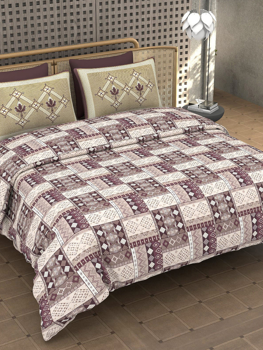 Homio  Brown 400 TC Cotton King Bedsheet Set 2.74 m x 2.74 m