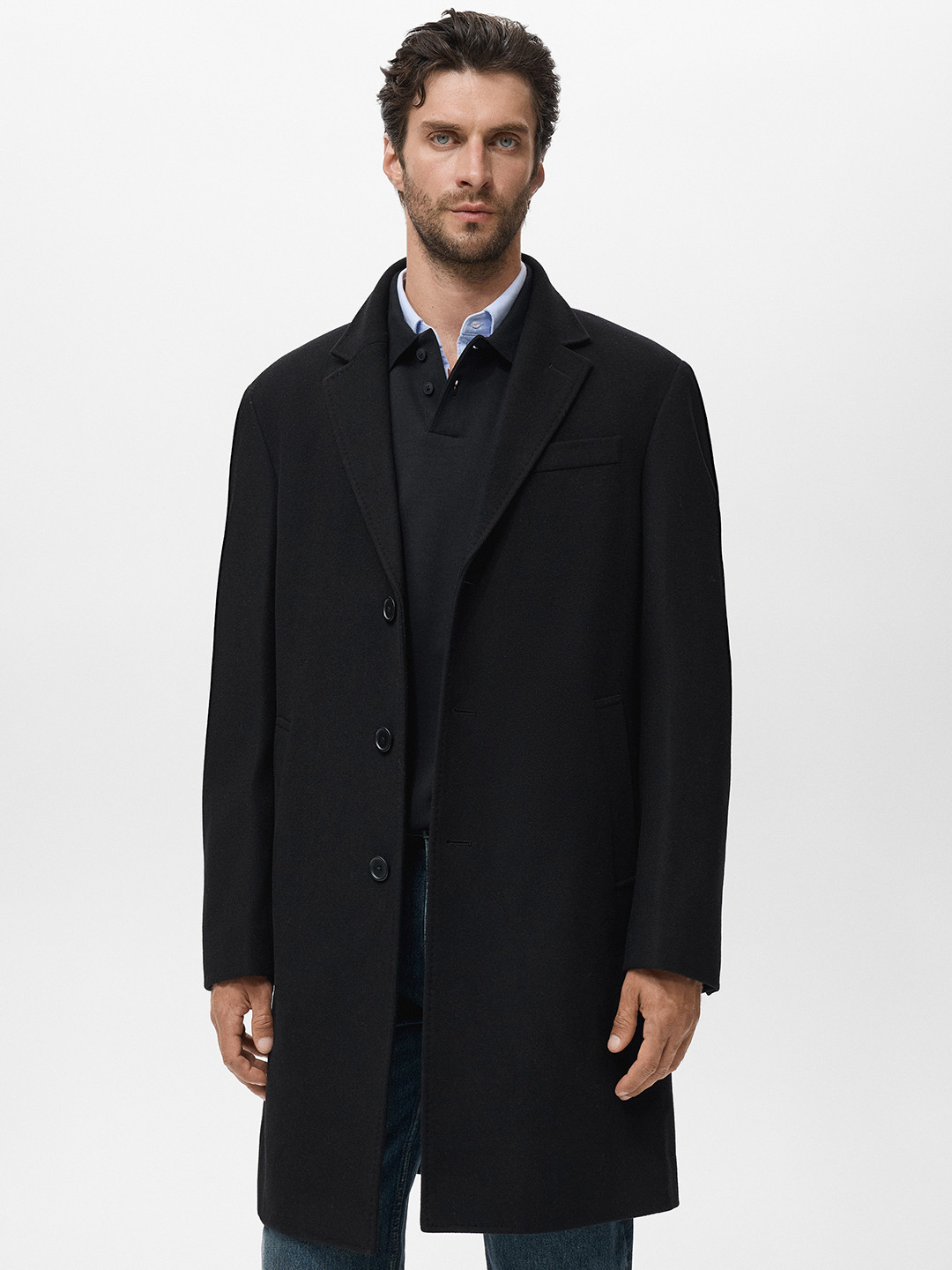 MANGO MAN Single-Breasted Overcoat