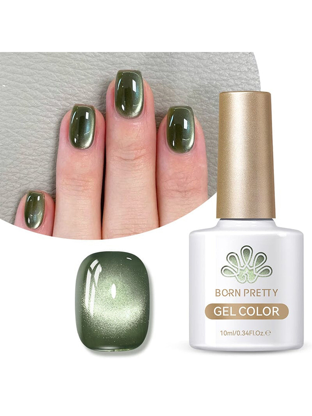 BORN PRETTY Long Lasting High Gloss Cat Eye Magnetic Gel Polish-10ml-MY41 Dark Emerald