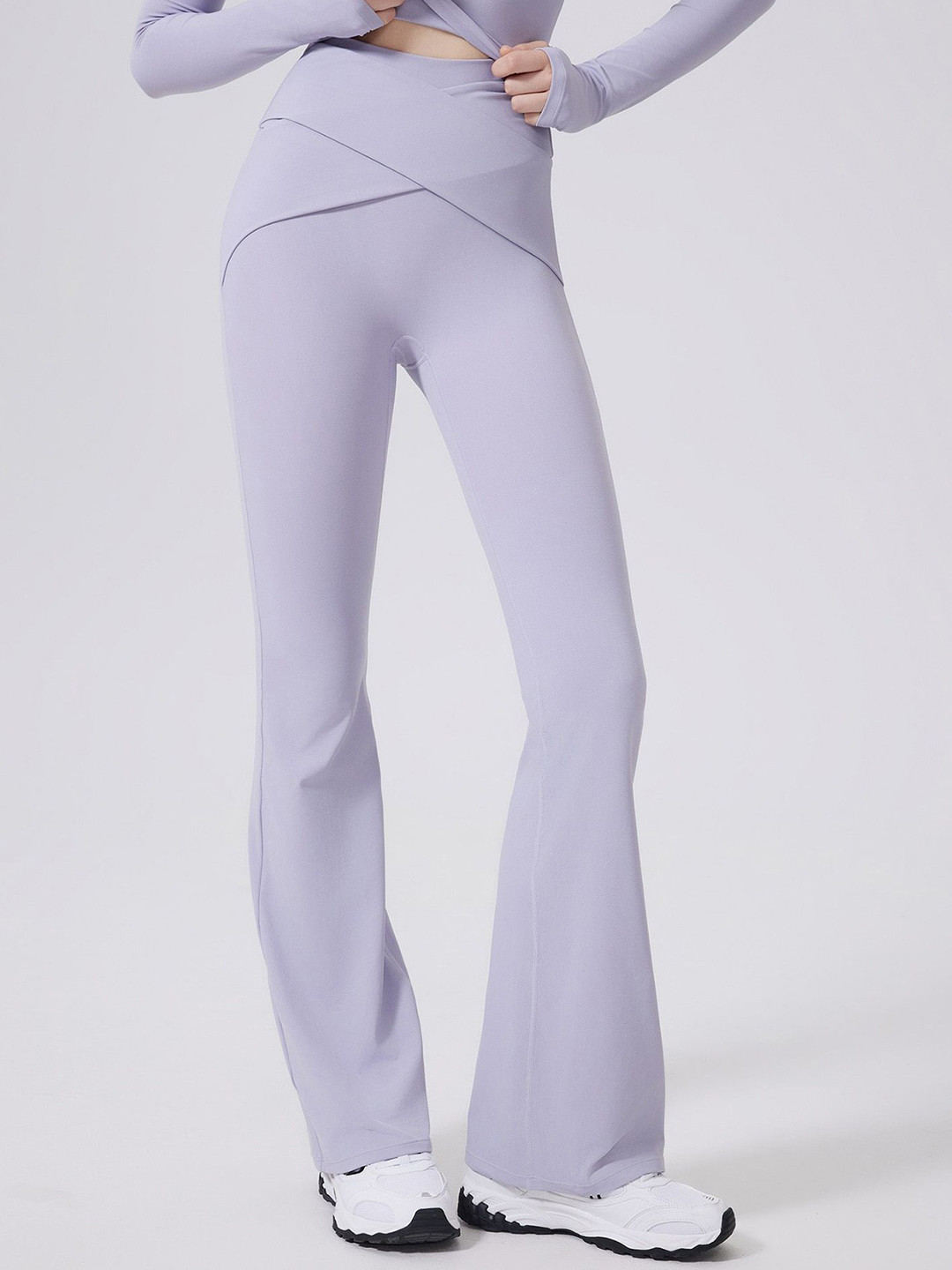 LULU & SKY Women Purple Bootcut High-Rise Trousers