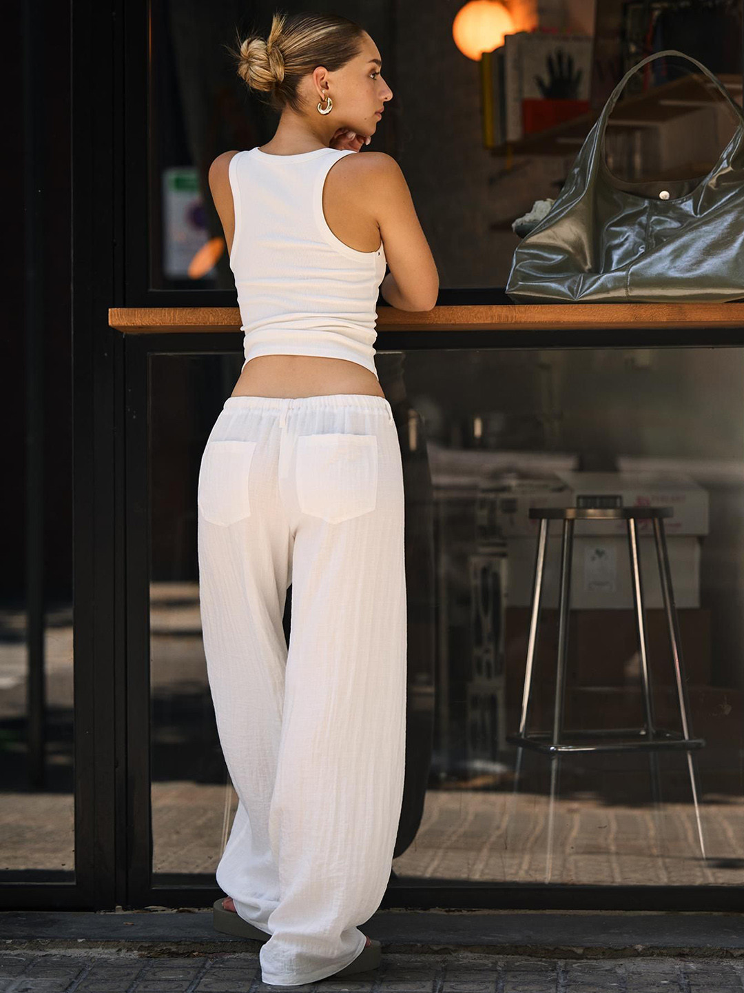 Bershka Rustic Wide-Leg Trousers