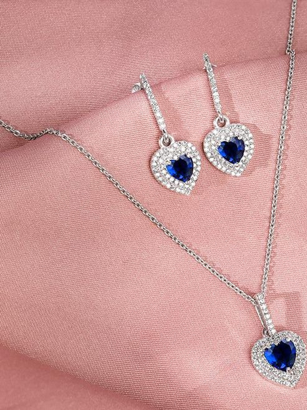 GIVA Silver Cubic Zirconia Studded Royal Heart Set