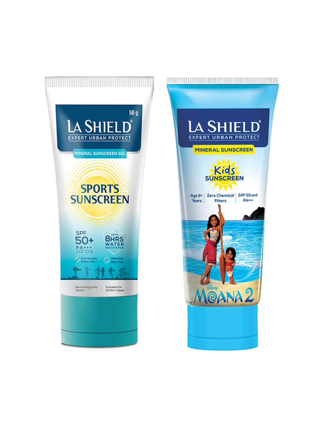 La Shield Set of Disney Moana 2 Kids SPF50 Sunscreen & Sports SPF50 Sunscreen - 50 g each