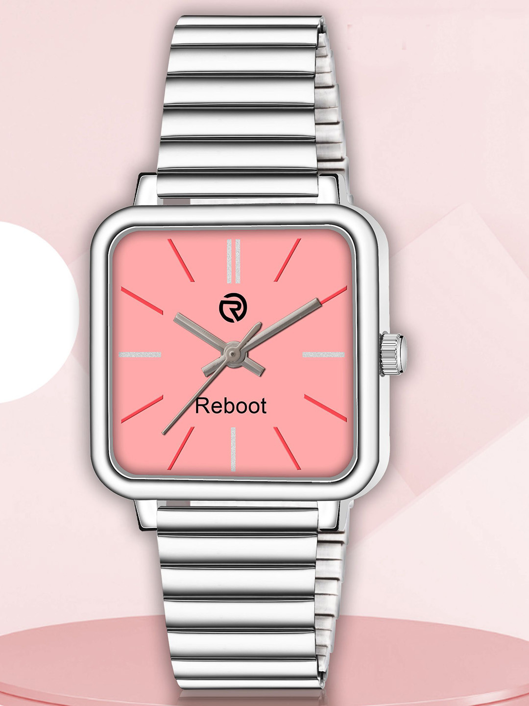 REBOOT Women Dial & Stainless Steel Straps Analogue Watch Reboot 153 Pink Dial With Roman