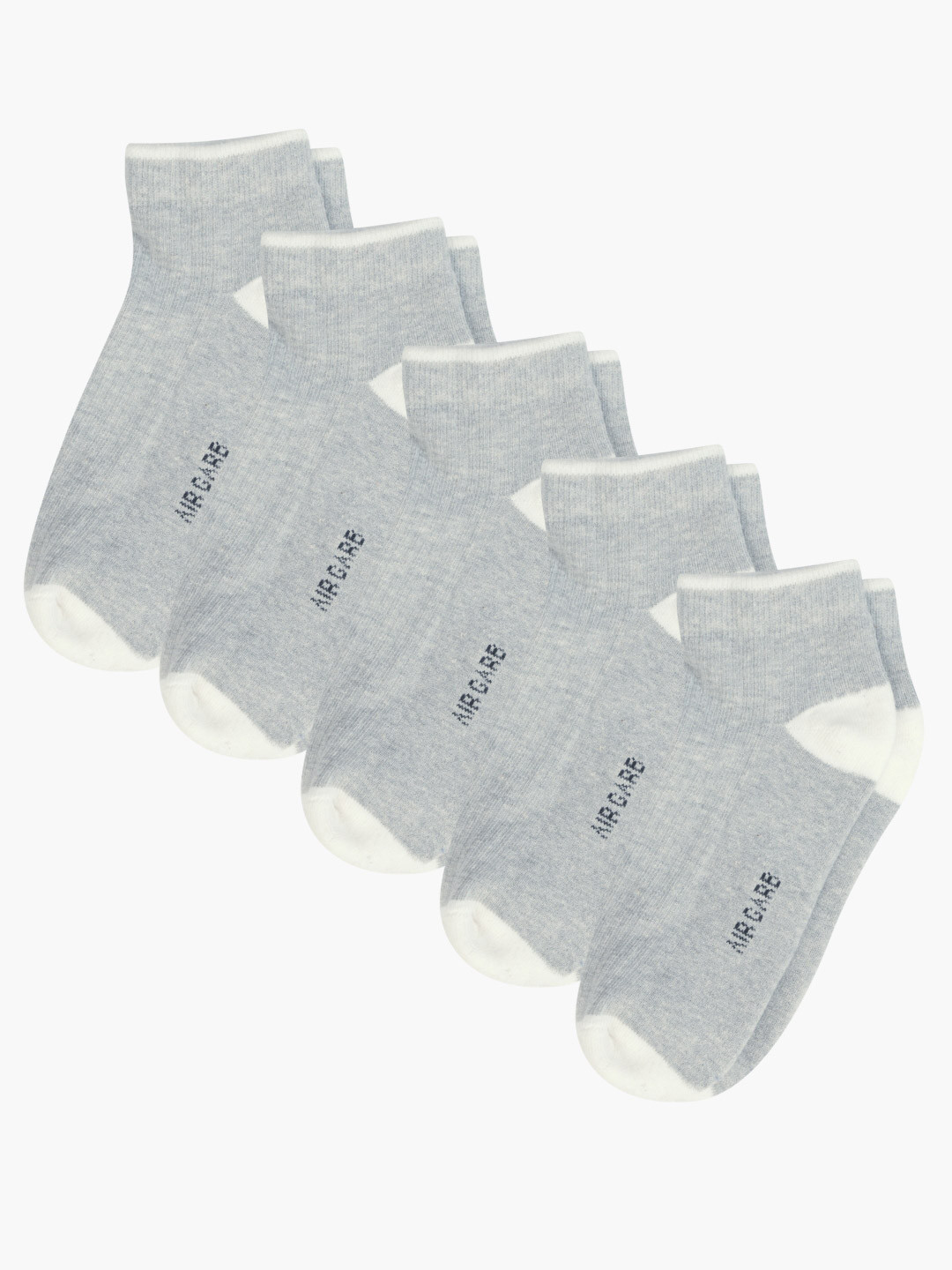AIR GARB Pack  of  5 Grey Pure Cotton Ribbed Low Ankle Socks