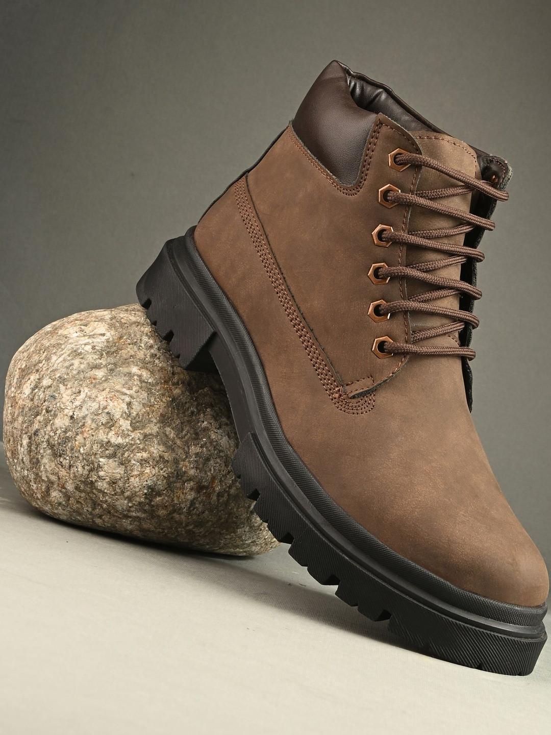 Roadster Men Synthetic Suede Block Lace-Up Boots