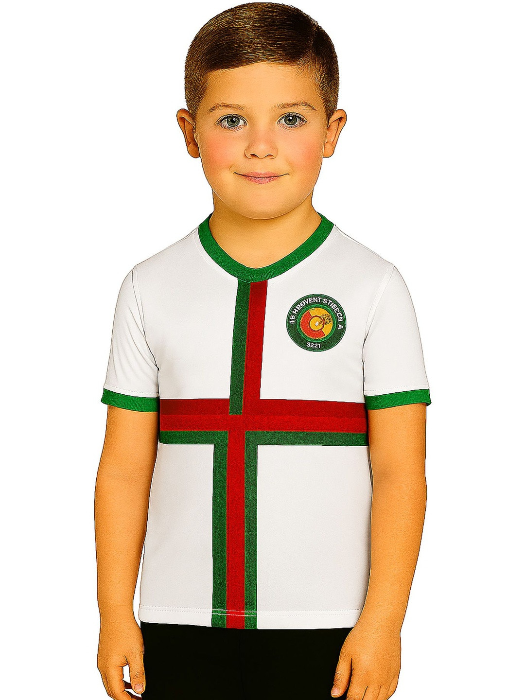 dostitch Boys White Multi Polyester Jersey Kit Cristiano Ronaldo 7 Printed Tshirts