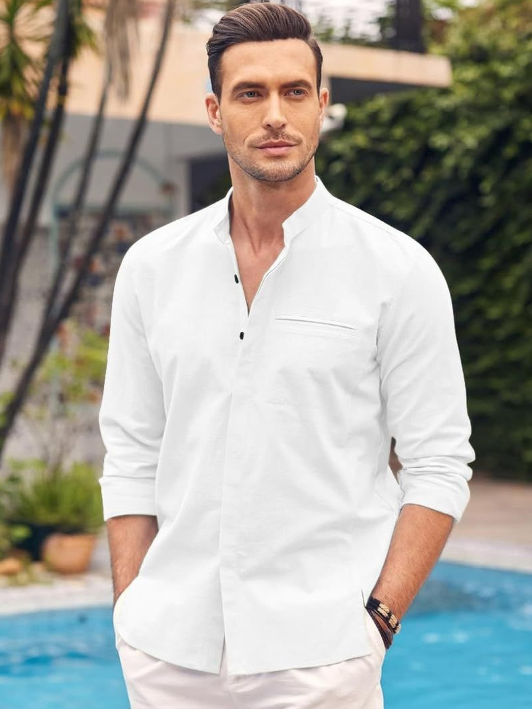 Bellstone Men White Cotton Regular Fit Casual Shirt