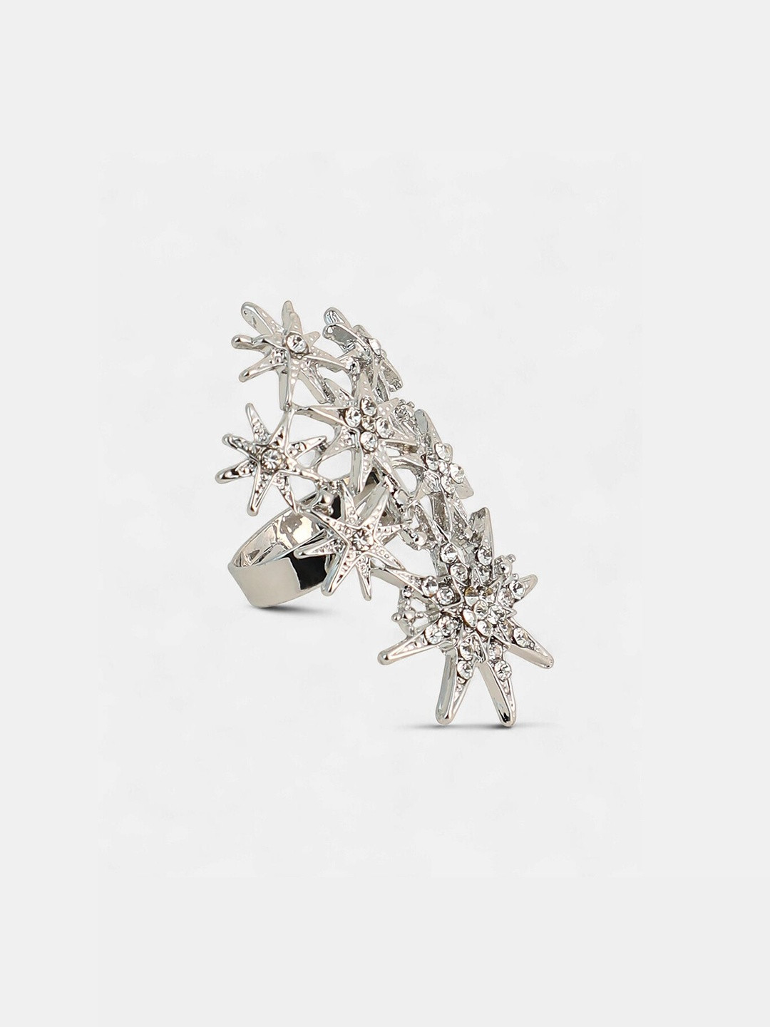 SOHI Sliver-Plated Celestrial-Cluster Statement Ring