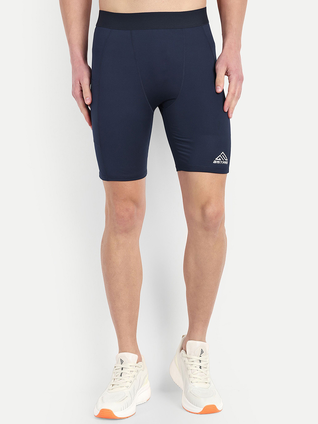 GRITPRO Men Solid Compression Above Knee Tights