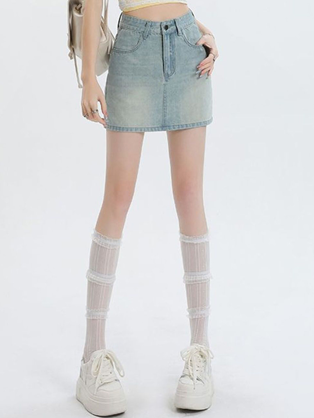 StyleCast Women Mid-Rise Straight Denim Mini Skirt