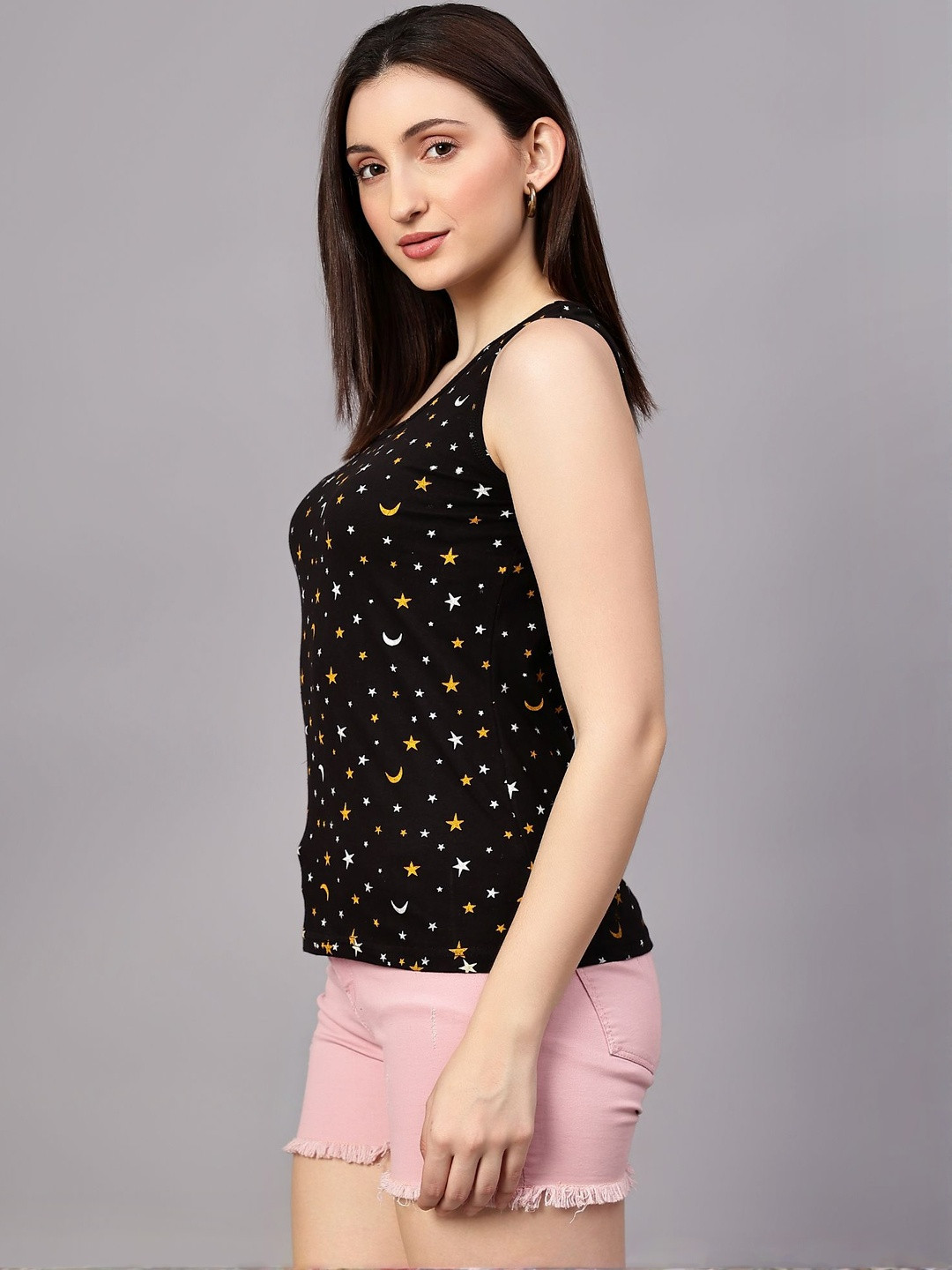 DIAZ Women Pack of 3 Floral Printed Cotton Tank Tops