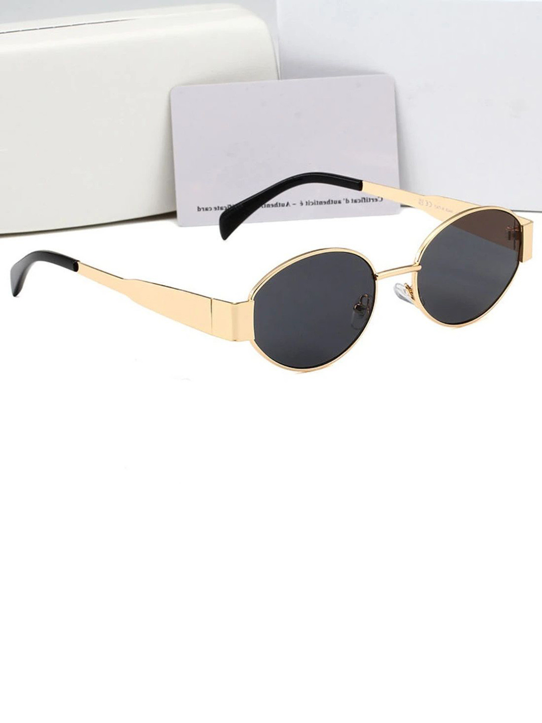 HIPE Men UV Protected Lens Cateye Sunglasses OvlelGoldBlack1