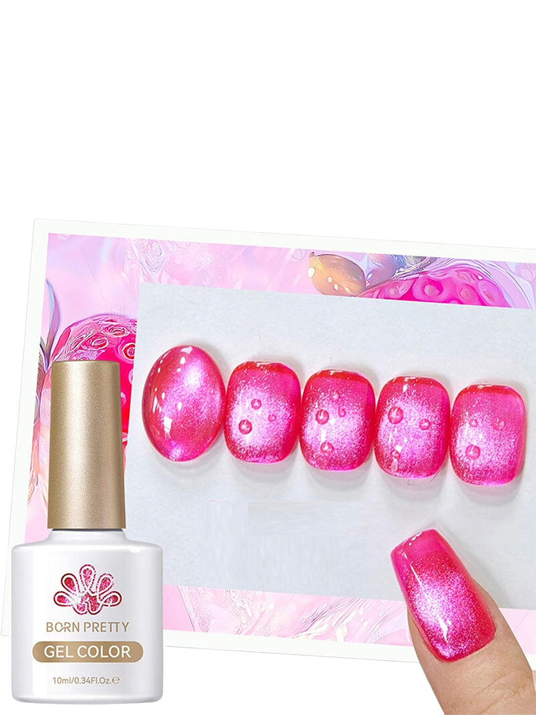 BORN PRETTY Long Lasting High Gloss Cat Eye Magnetic Gel Polish-10ml-MY292 Pink Bubble