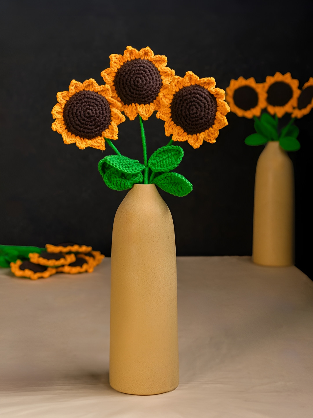 The Zappy Box Yellow 4 Pieces Artificial Flowers With Pot