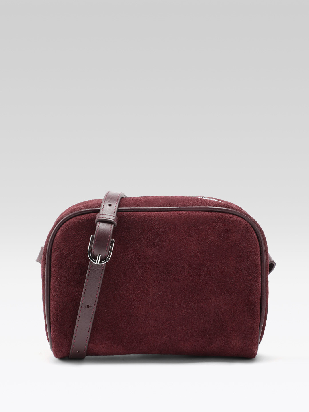 MANGO Leather Structured Sling Bag With Suede Finish