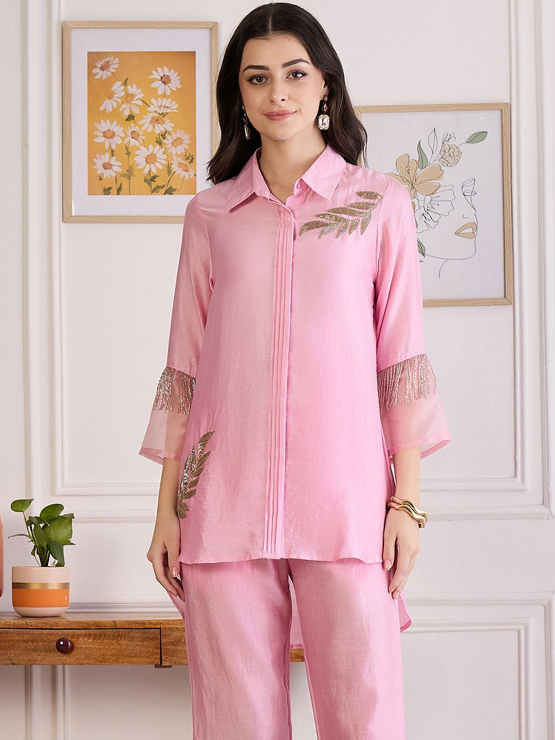 First Resort by Ramola Bachchan Women Embellished Embroidered Flared Sleeve Cotton Top