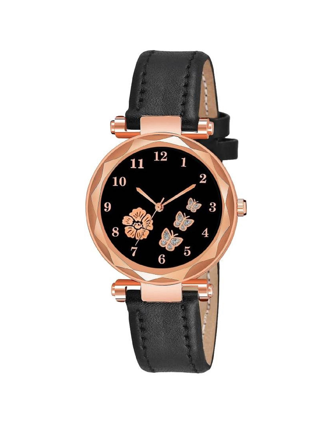 LAKSH Black Dial & Leather Straps Analogue Watch