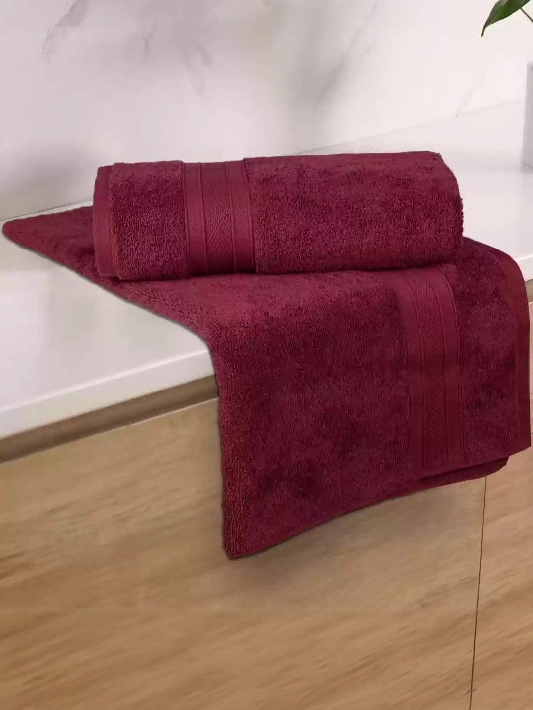 Signature Maroon Pack of 2 Cotton Hand Towel Set