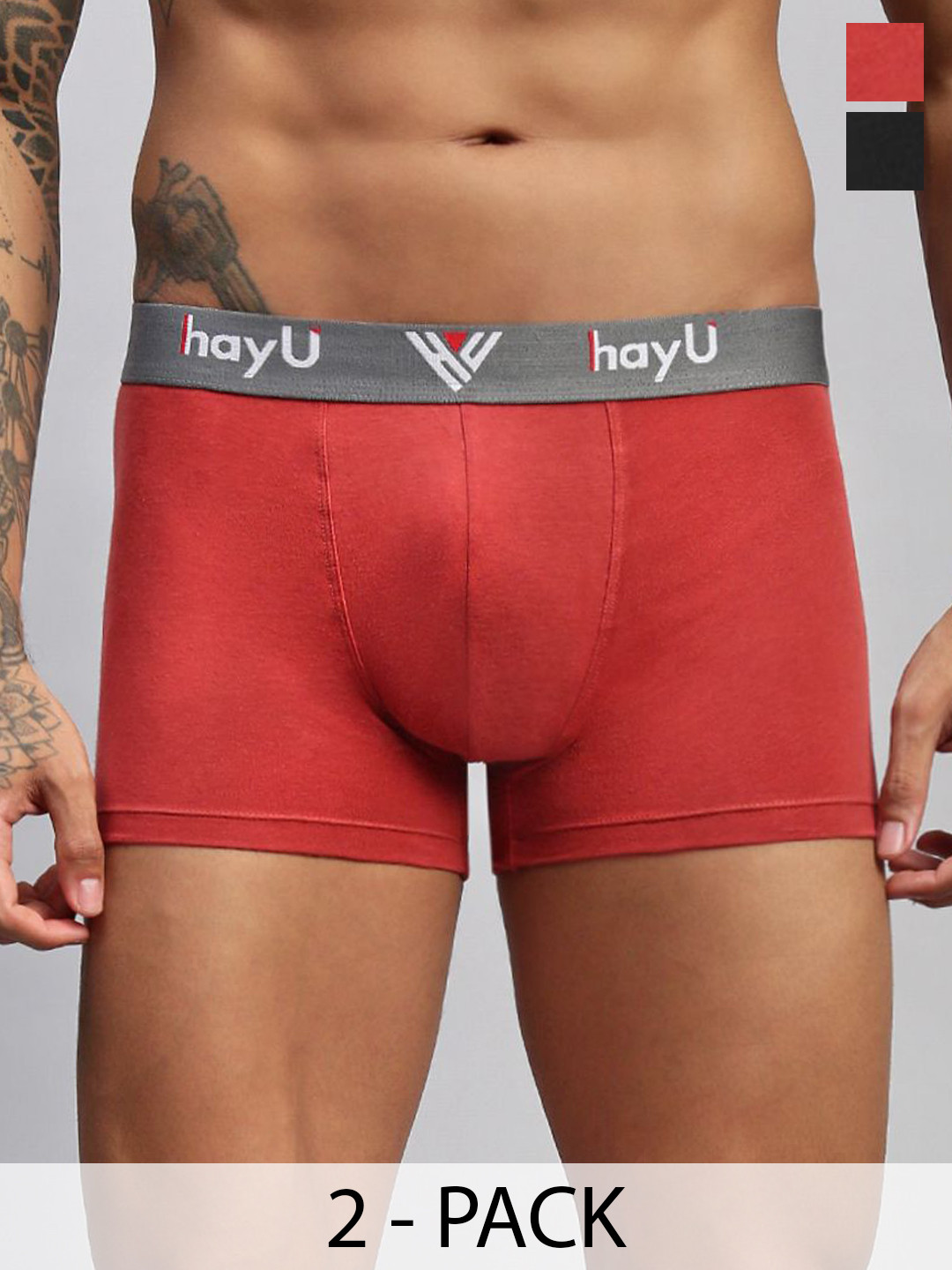 HAYU Pack Of 2 Anti-Microbial Short Trunks HUTR_001_BLCB_S_2PC