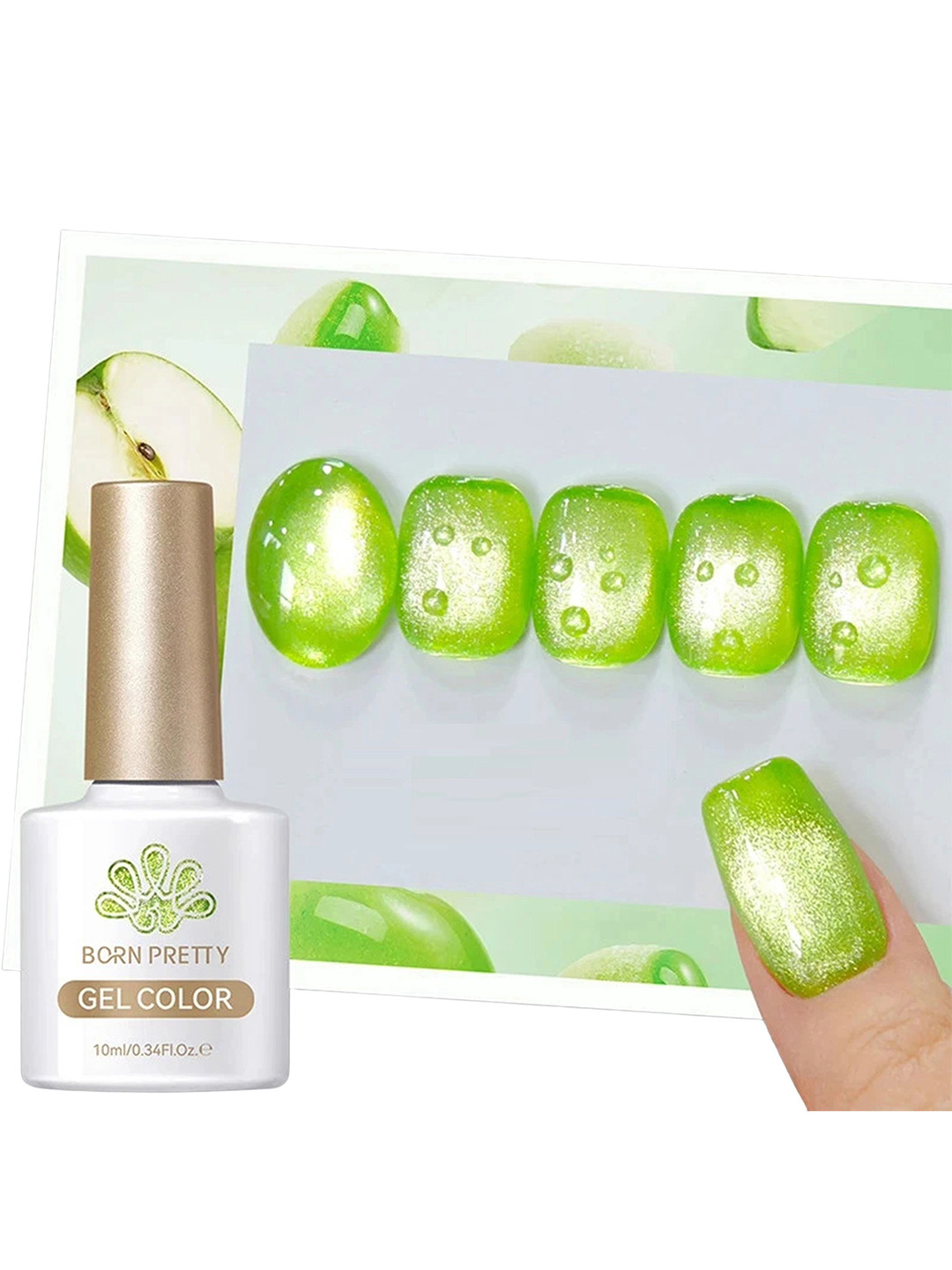 BORN PRETTY Long Lasting High Gloss Cat Eye Magnetic Gel Polish-10ml-MY291 Apple