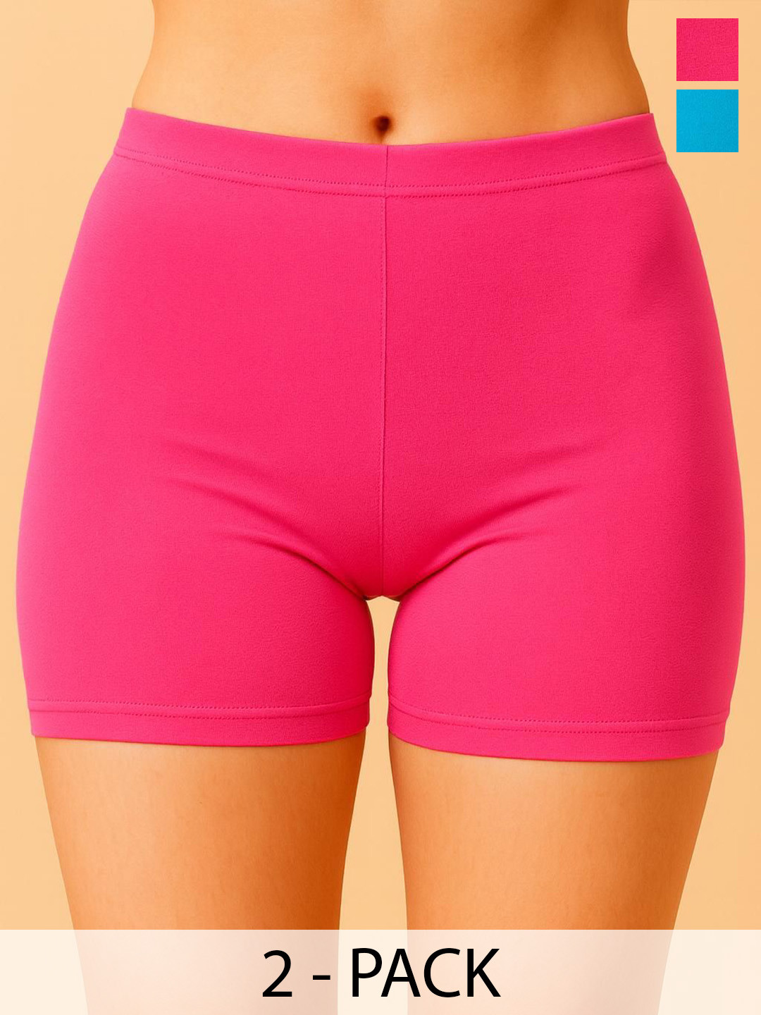 DRAXSTAR Pack Of 2 Combed Cotton Mid-Rise Boy Shorts Briefs DRX SBT-33 Pink,Sky Blue XS-2