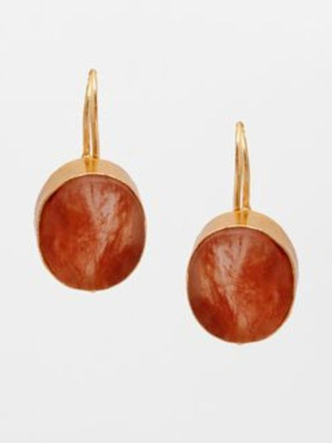 HENA DESIGNS LLP Carnelian Stones Studded Oval Shaped Studs