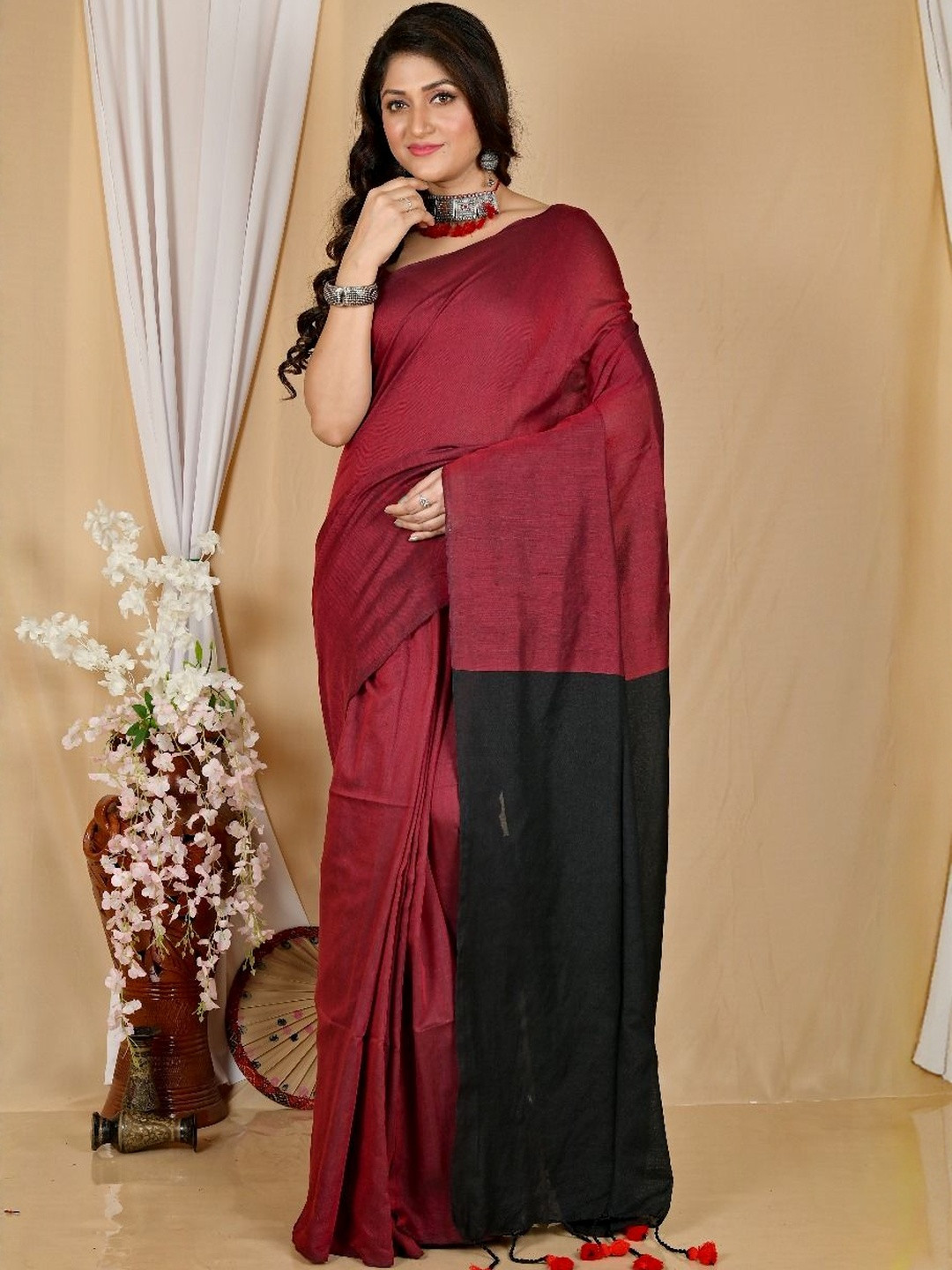 Brynbrit Khadi Pure Cotton Saree With Blouse Piece