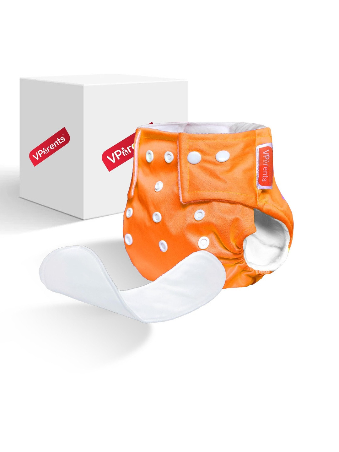 VParents Kids Orange Solid Washable Reusable Allergy Free Baby Cloth Diaper