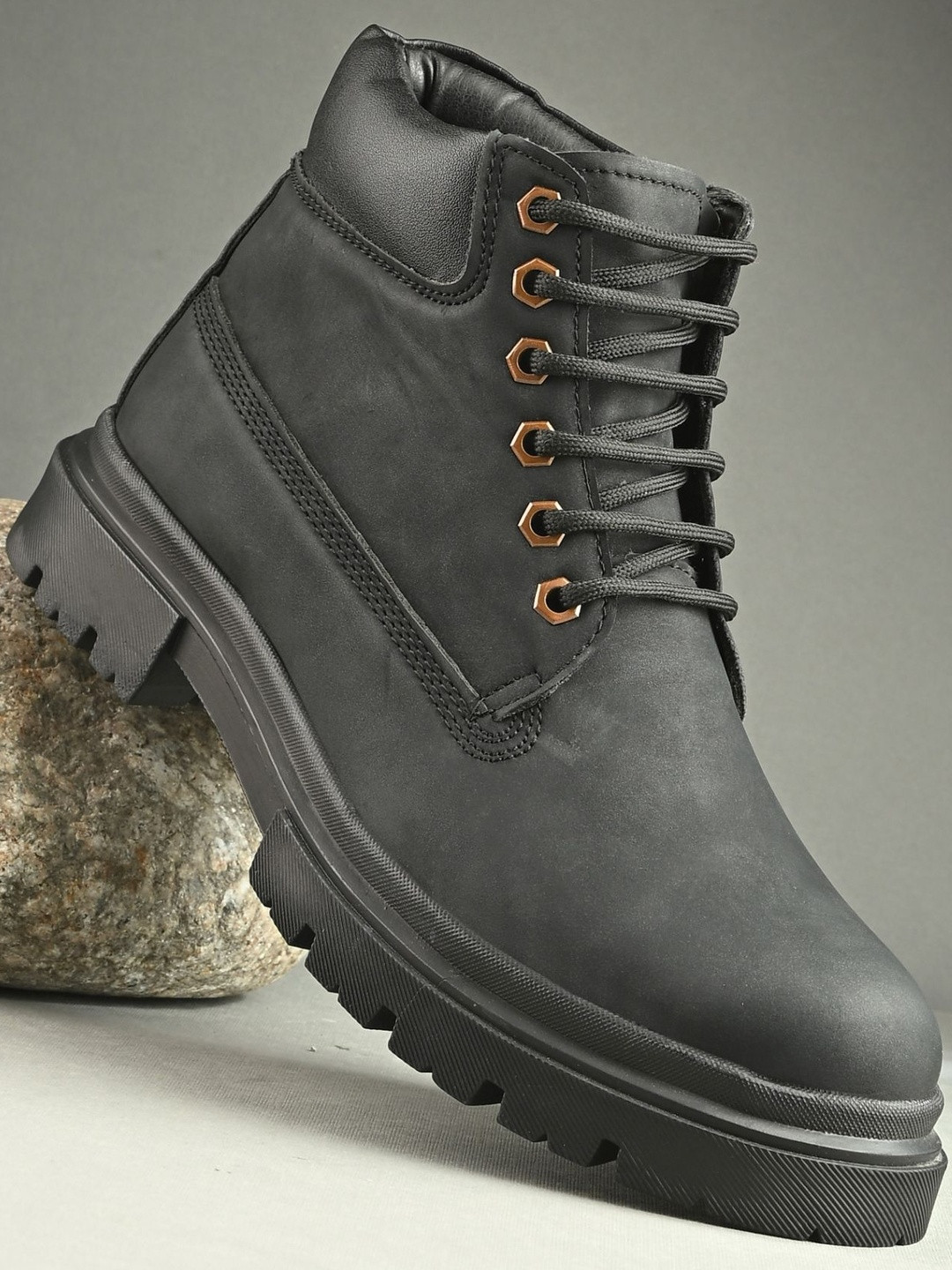 Roadster Men Black Synthetic Suede Chunky Boots