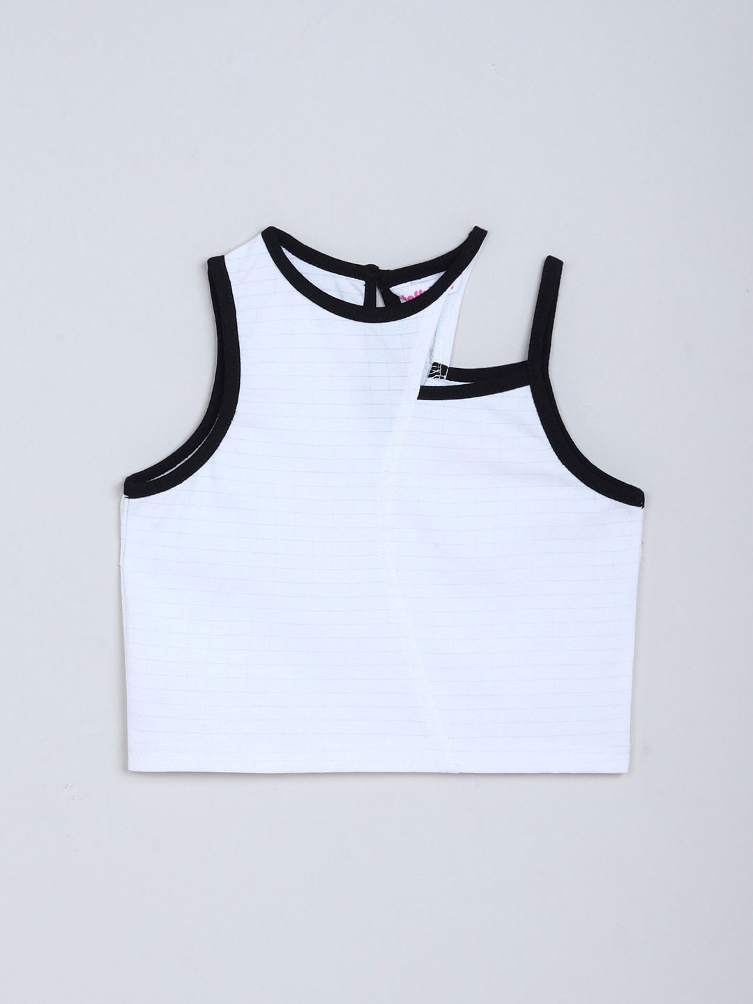 taffykids Checked Asymmetrical neck Sleeveless Tank Crop Top