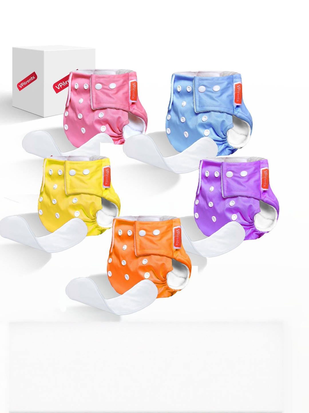 VParents Kids Pack of 5 Jumbo Print Reusable Cloth Diapers