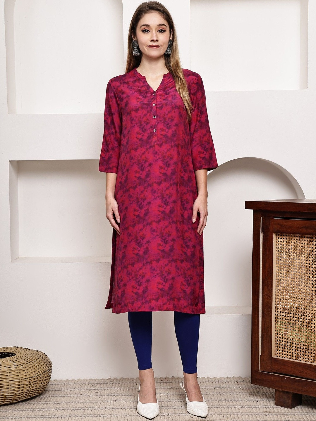 BEBLA Dyed Casual Mandarin CollarnKurti
