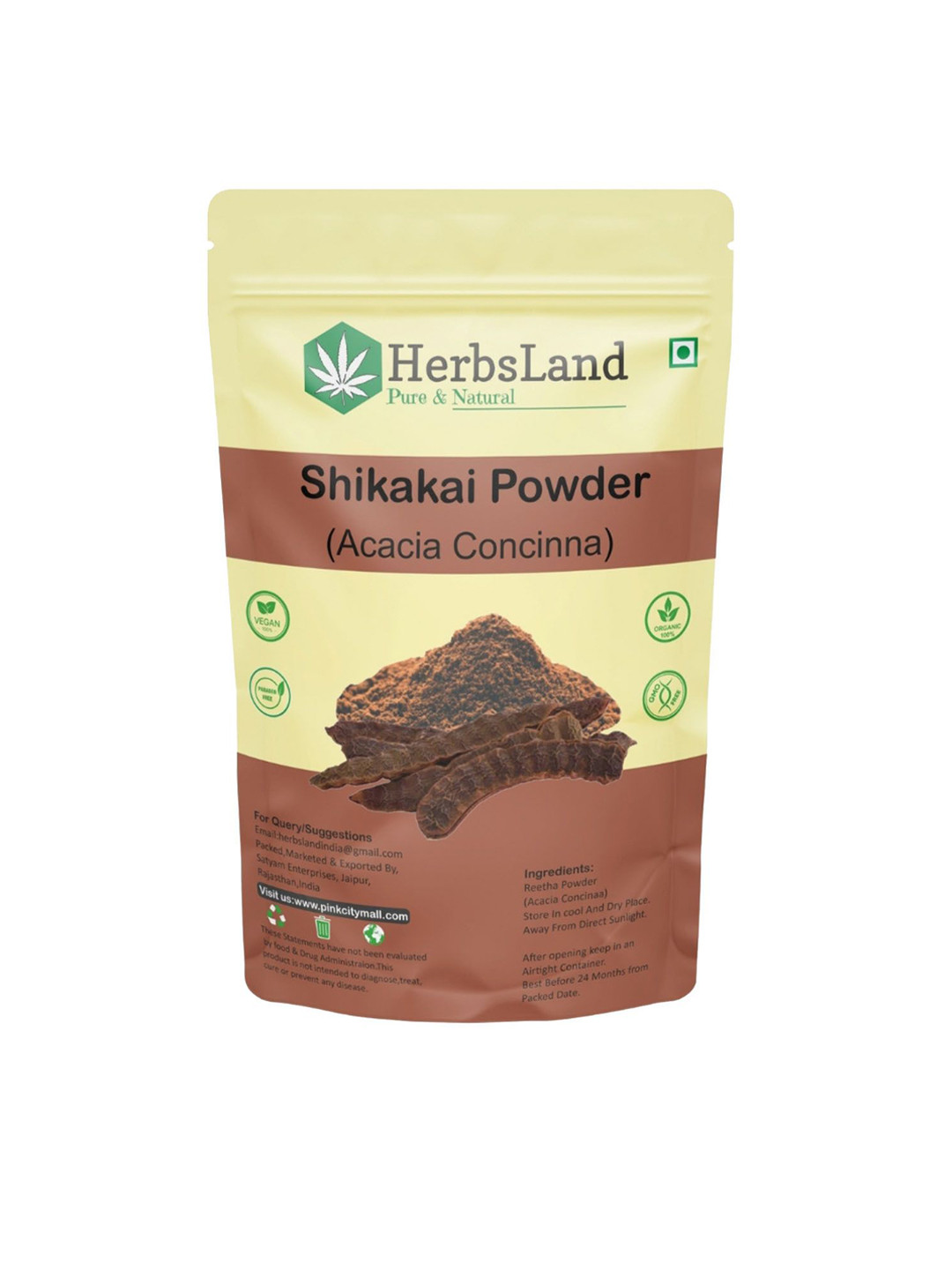 HerbsLand Shikakai Powder For Hair Wash & Anti-Dandruff - 200 g