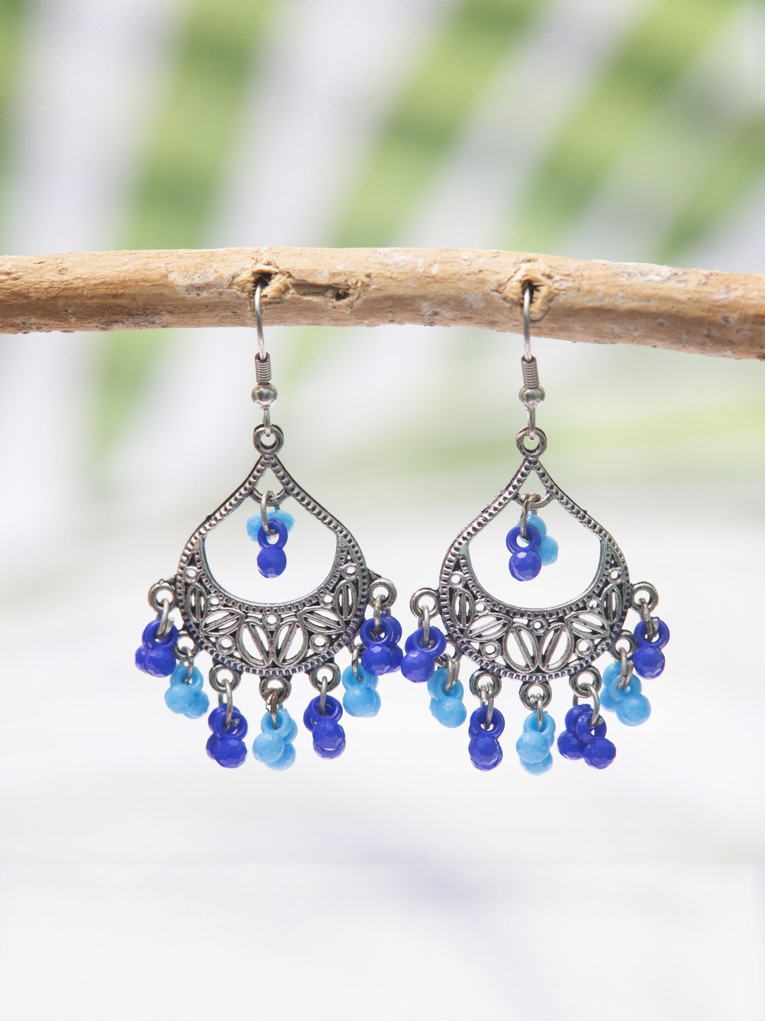 Creative Frogs Women Blue & Silver-Plated Alloy Dangler Drop Earrings