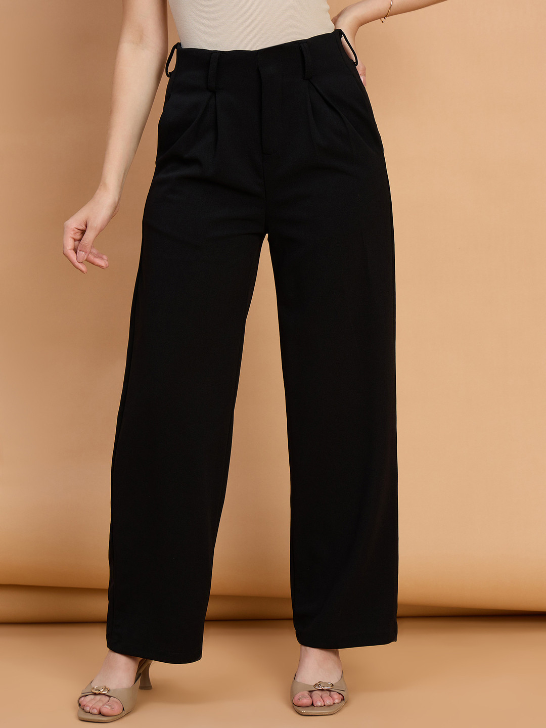 QIOA Women Comfort High-Rise Pleated Trousers