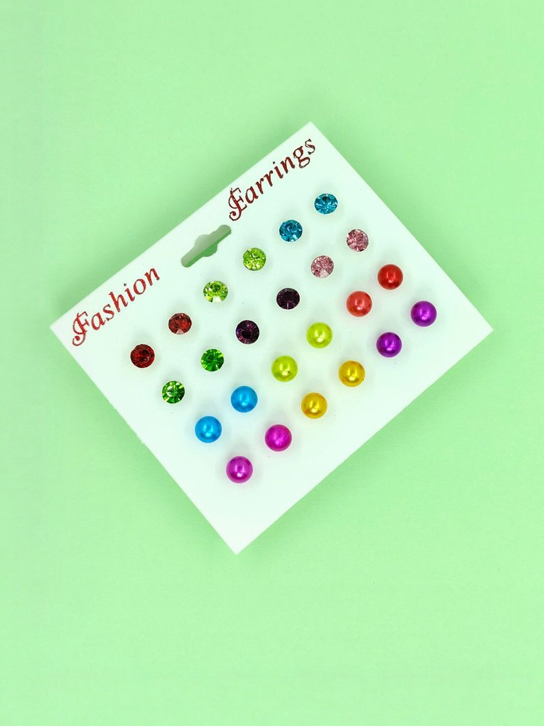 Balasundri Set of 12 Artificial Stones and Beads Studs