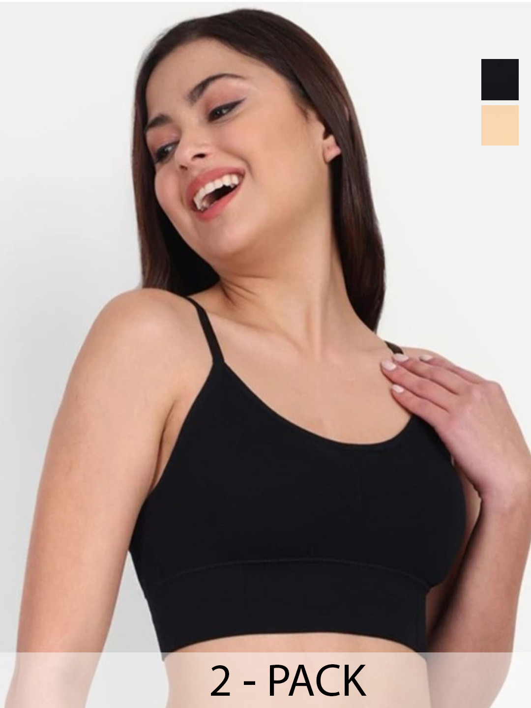 JUGNU TEXTILES Pack Of 2 Full Coverage Seamless Slip-On Lightly Padded Camisole Bra