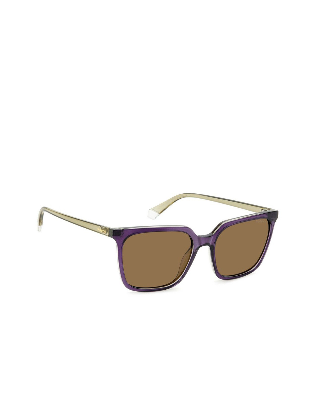 Polaroid Women Brown Lens & Purple Rectangle Sunglasses with UV Protected Lens