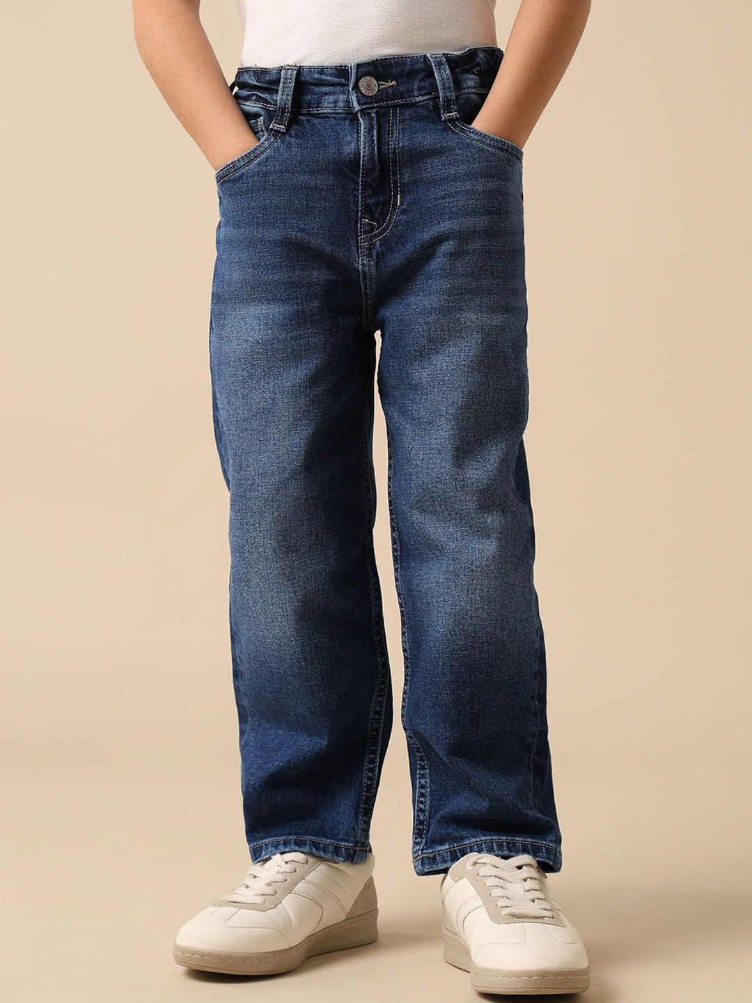 U.S. Polo Assn. Kids Boys Baggy Low-Rise Cotton Light Fade Jeans